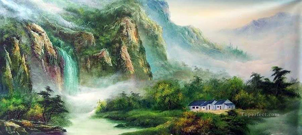 Casa Rural en Verano Paisajes de Montañas de China Pintura al óleo